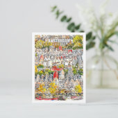 Amsterdam Nederland Travel Waterverf Sketch Briefkaart (Staand voorkant)