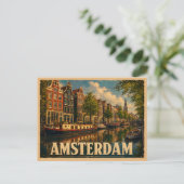 Amsterdam Nederland Vintage Reis Briefkaart (Staand voorkant)