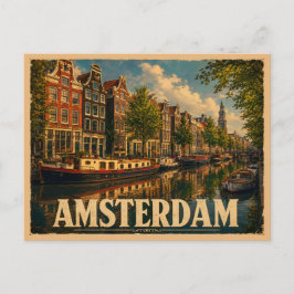 Amsterdam Nederland Vintage Reis Briefkaart