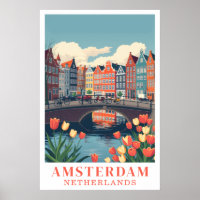 Amsterdam Nederland Vintage Reis Fietsen Kunst