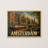 Amsterdam Nederland Vintage Reis Legpuzzel (Horizontaal)