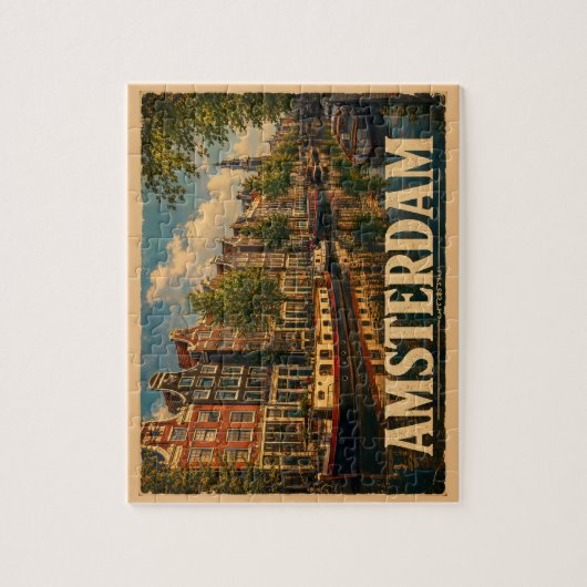 Amsterdam Nederland Vintage Reis Legpuzzel (Verticaal)