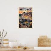 Amsterdam Nederland Vintage Reis Poster (Keuken)