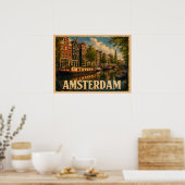 Amsterdam Nederland Vintage Reis Poster (Keuken)