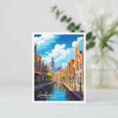 Amsterdam Nederland vintage reisillustratie Briefkaart (Staand voorkant)