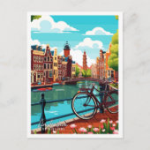 Amsterdam Nederland vintage reisillustratie Briefkaart (Voorkant)