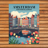 Amsterdam Nederland Vintage Reizen Fietsen Briefkaart