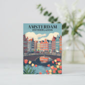 Amsterdam Nederland Vintage Reizen Fietsen Briefkaart (Staand voorkant)