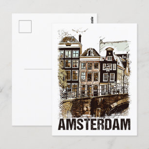 Amsterdam Nederland Vintage Reizen Poster Retro Briefkaart