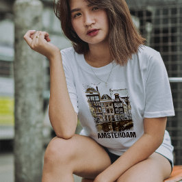 Amsterdam Nederland Vintage Reizen Poster Retro T-shirt