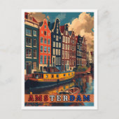 Amsterdam Nederland Vintage Travel Briefkaart (Voorkant)