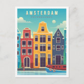 Amsterdam Nederland Vintage Travel Briefkaart (Voorkant)