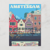 Amsterdam Nederland Vintage Travel Illustration Briefkaart (Voorkant)