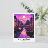 Amsterdam Nederland Vintage Travel Illustration Briefkaart (Staand voorkant)