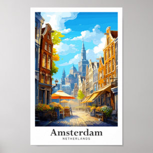 Amsterdam Nederland Vintage Travel Portrait Poster
