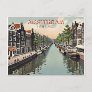  Amsterdam Nederland Waterfront & Boat Briefkaart