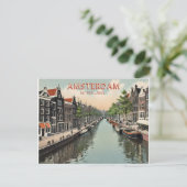 Amsterdam Nederland Waterfront & Boat Briefkaart (Staand voorkant)