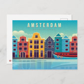  Amsterdam Nederland Waterfront & Boat Briefkaart (Voorkant / Achterkant)