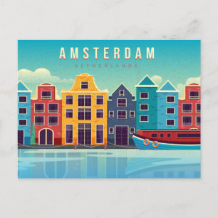  Amsterdam Nederland Waterfront & Boat Briefkaart