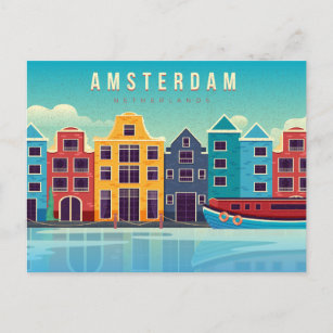  Amsterdam Nederland Waterfront & Boat Briefkaart