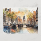 Amsterdam Nederland Waterverf Panorama Uitzicht Briefkaart (Voorkant)