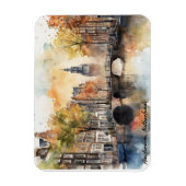 Amsterdam Nederland Waterverf Panorama Uitzicht Magneet (Verticaal)