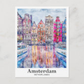 Amsterdam Nederland Waterverf Schets Hand getekend Briefkaart (Voorkant)
