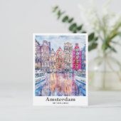 Amsterdam Nederland Waterverf Schets Hand getekend Briefkaart (Staand voorkant)