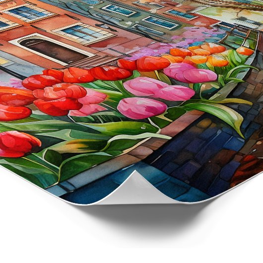 Amsterdam Nederland Waterverf Schilderen Poster (Hoek)