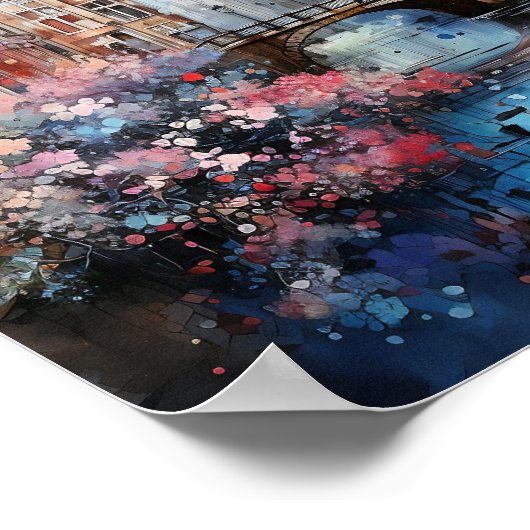 Amsterdam Nederland Waterverf Schilderen Poster (Hoek)