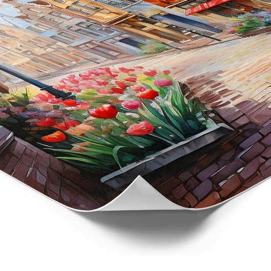 Amsterdam Nederland Waterverf Schilderen Poster (Hoek)