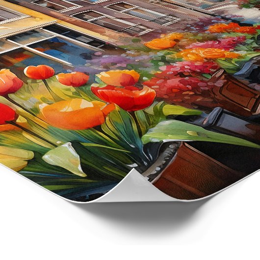 Amsterdam Nederland Waterverf Schilderen Poster (Hoek)