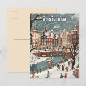 Amsterdam Nederland Winter Reizen Briefkaart (Voorkant / Achterkant)