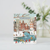 Amsterdam Nederland Winter Reizen Briefkaart (Staand voorkant)