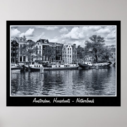 Amsterdam - Nederland, Woonboten (Poster) Poster (Voorkant)