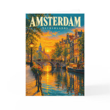 Amsterdam Nederland Zonsondergang Kanaal Vintage R