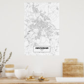 Amsterdam, Nederland (zwart op wit) Poster (Keuken)