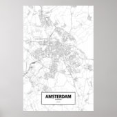 Amsterdam, Nederland (zwart op wit) Poster (Voorkant)