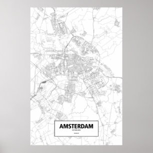 Amsterdam, Nederland (zwart op wit) Poster