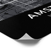 Amsterdam Nederland Zwart Stadsplattegrond Poster (Hoek)