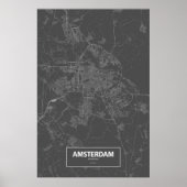Amsterdam, Nederland (zwart wit) Poster (Voorkant)