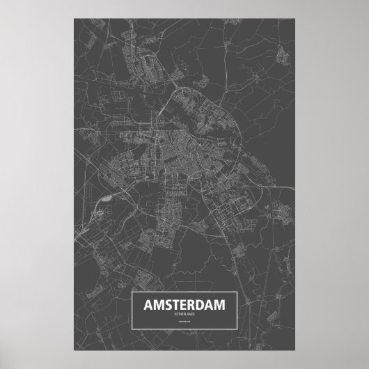 Amsterdam, Nederland (zwart wit) Poster (Voorkant)