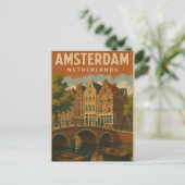 Amsterdam Nederlands  Kanaal Uitzicht Briefkaart (Staand voorkant)
