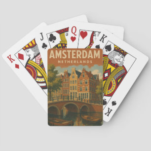 Amsterdam Nederlands  Kanaal Uitzicht Pokerkaarten