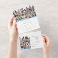 Amsterdam Nederlands landschapslandschap Waterverf