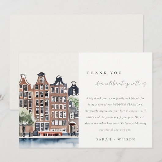 Amsterdam Nederlands landschapslandschap Waterverf Bedankkaart (Voorkant / Achterkant)