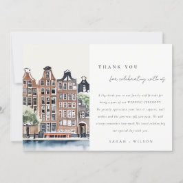 Amsterdam Nederlands landschapslandschap Waterverf Bedankkaart