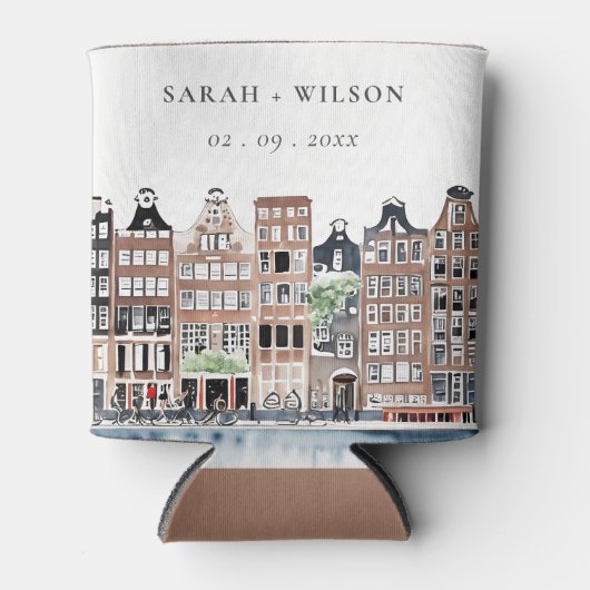 Amsterdam Nederlands landschapslandschap Waterverf Blikjeskoeler (Voorkant)