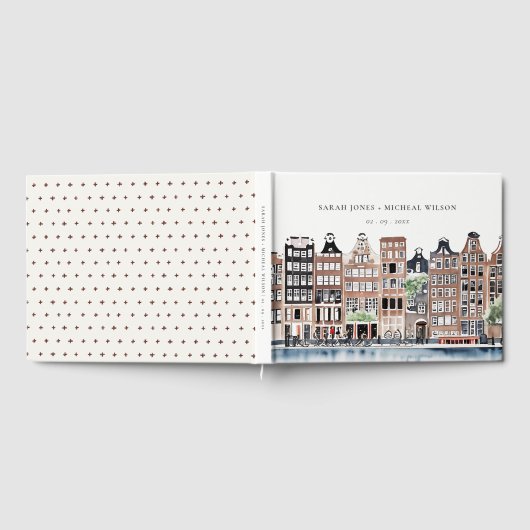 Amsterdam Nederlands landschapslandschap Waterverf Gastenboek (Volledig)