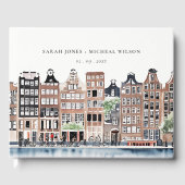 Amsterdam Nederlands landschapslandschap Waterverf Gastenboek (Voorkant)